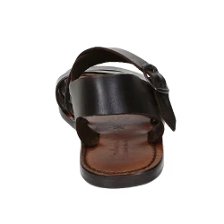 Hechos a mano en Sandalias mens Italia en cuero marrón oscuro