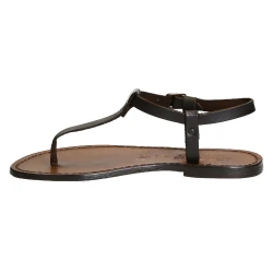 Sandales cuir femmes marron travaillées à la main
