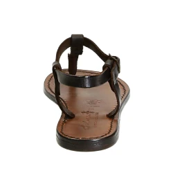 Sandales cuir femmes marron travaillées à la main