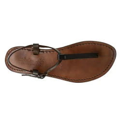 Sandalias en cuero marrón oscuro hecha a mano en Italia