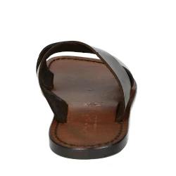 Mens leather slippers handmade in Italy in dark brown leather
