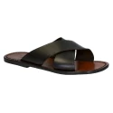 Mens leather slippers handmade in Italy in dark brown leather