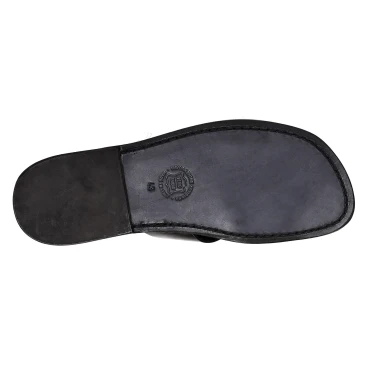 Handmade in Italy black leather mens slades braid around the big toe