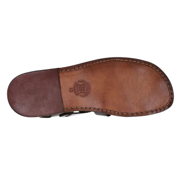 Hecho a mano en Italia mens sandalias Franciscanas en cuero marrón oscuro
