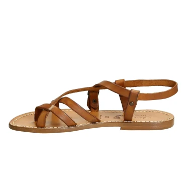 Sandales spartiates pour femme en cuir vieilli travaillé à la main