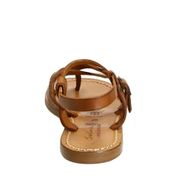 Handgefertigte Damen-Sandalen im Slave-Look aus Lederbraunem Leder
