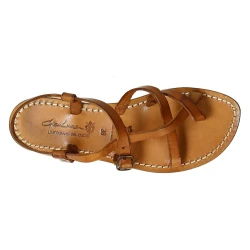 Handmade in Italy womens slave sandals in vintage cuir leather