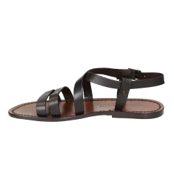 Franziskaner-sandalen für Männer aus dunkelbraunem Leder in Italien von Hand gefertigt