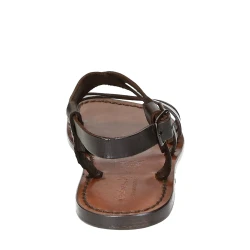Hechos a mano en sandalias Franciscanas de cuero marrón oscuro de mens Italia