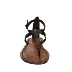 Tongs sandales pour femme travaillé à la main en cuir marron