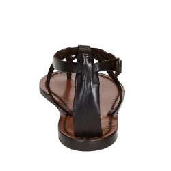 Womens thong sandals in Dark Brown Leather handmade in Italy