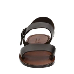 Sandalias hechas a mano mens en cuero marrón oscuro hecho en Italia