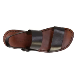 Hand gefertigte Herren-Sandalen aus dunkelbraunem Leder aus Italien
