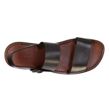 Hand gefertigte Herren-Sandalen aus dunkelbraunem Leder aus Italien