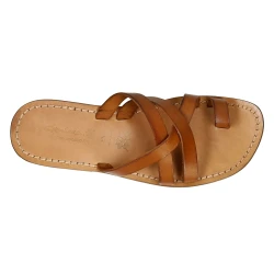 Herren Flip-Flop-Sandalen aus Leder im Vintage-Look in Italien von Hand gefertigt