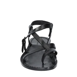 Sandale en cuir noir artisanale pour femme travaillé à la main