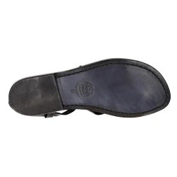 Damen Riemchen-Sandalen aus schwarzem Leder in Italien von Hand gefertigt