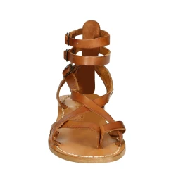 Sandali gladiator donna fatti a mano in pelle colore cuoio antico