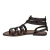 Dunkelbraune Damen-Sandalen im Gladiator-Stil aus Leder in Italien von Hand gefertigt