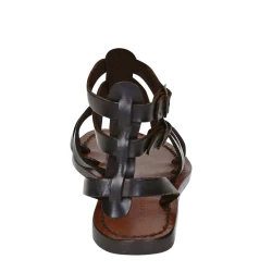 Spartiate marron sandales pour femme en cuir travaillé à la main en Italie