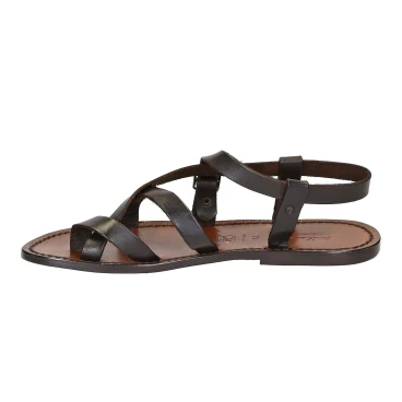 Handmade men's sandals in dark brown leather