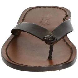 Dark brown leather thongs sandals for men Handmade