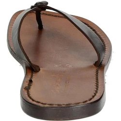 Sandalias de cuero marrón oscuro tangas para hombres hecho a mano