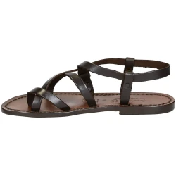 Sandales femme cuir marron artisanale travaillé à la main en Italie