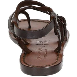 Damen Riemchen-Sandalen aus dunkelbraunem Leder in Italien von Hand gefertigt