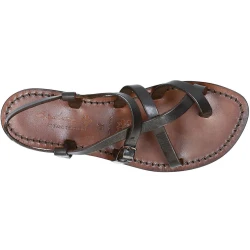 Damen Riemchen-Sandalen aus dunkelbraunem Leder in Italien von Hand gefertigt