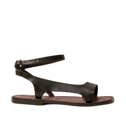 Braune Ledersandalen für Damen Hand gefertigt in Italien