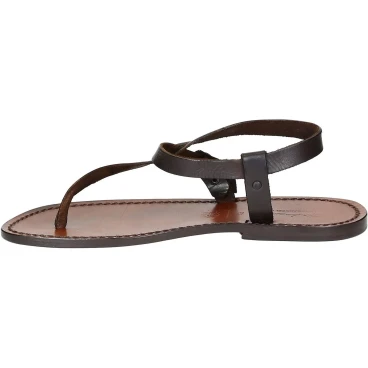 Herren Flip-Flop-Sandalen aus braunem Leder in Italien von Hand gefertigt