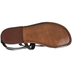 Sandales spartiates cuir marron travaillé à la main