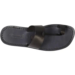 Sandals tong cuir homme noir fait à la main en Italie