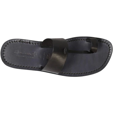 Black leather thong sandals Handmade in Italy