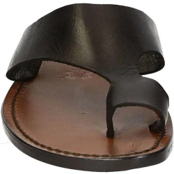 Herren Flip-Flop-Sandalen aus braunem Leder in Italien von Handgefertigt