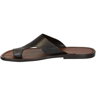 Sandalias de cuero marrón para hombres hecho a mano en Italia