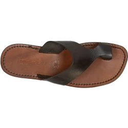 Herren Flip-Flop-Sandalen aus braunem Leder in Italien von Handgefertigt