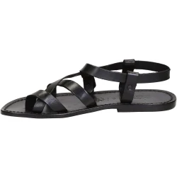 Sandalias gladiador para los hombres de piel de becerro negro real