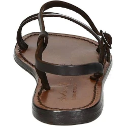Handmade dark brown flat sandals for women