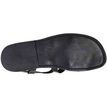 Sandales pour homme en cuir noir travaillé à la main
