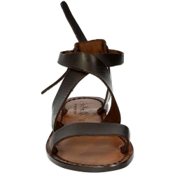 Sandales pour femme artisanales en cuir marron foncé