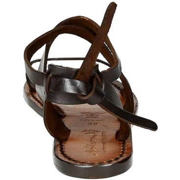 Damen-Sandalen aus dunklebraun Leder in Italien von Hand gefertigt
