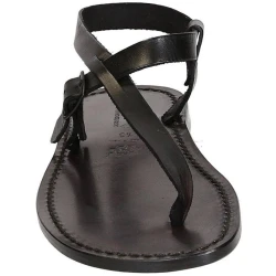 Tongs en cuir noir pour homme artisanales
