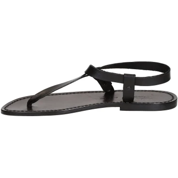 Tongs en cuir noir pour homme artisanales