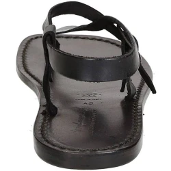 Handmade black leather thong sandals for men
