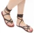 Damen-Riemchen-Sandalen aus dunkelbraunem Leder in Italien von Handgefertigt