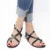 Sandale en cuir noir artisanale pour femme travaillé à la main