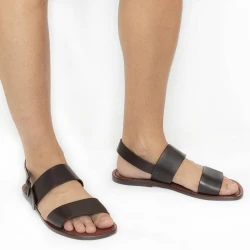 Sandales hommes cuir marron travaillé à la main en Italie