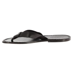 Handmade black leather thongs for men with leather sole